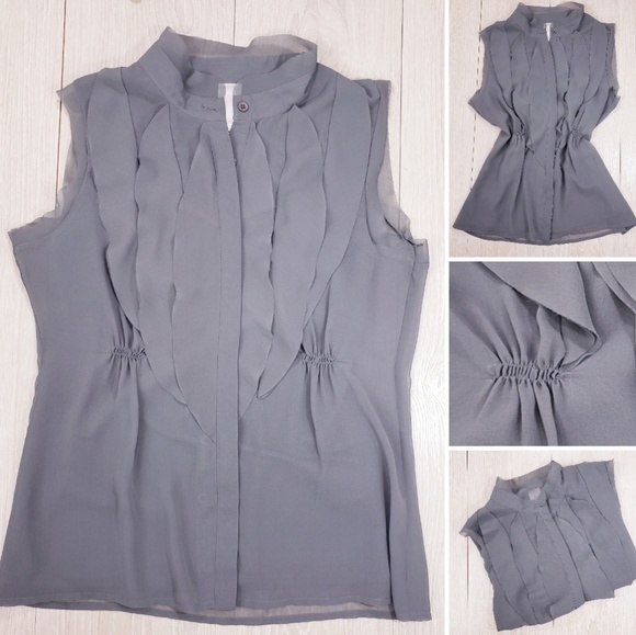 :) Tops - ruffled blouse - grey color